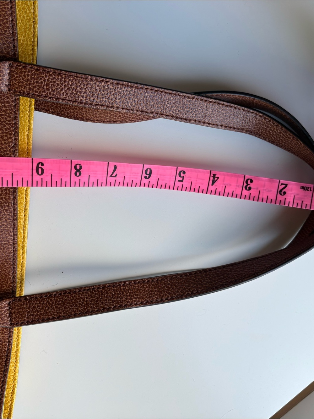 Banana Republic Vintage leather Yellow Tote with Brown Trim Details - Picture 9 of 11